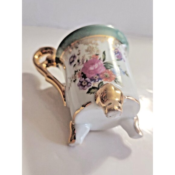 Set of Two Small Hand Painted Gold Gilded Decorative Mugs by Birdland - Picture 8 of 16